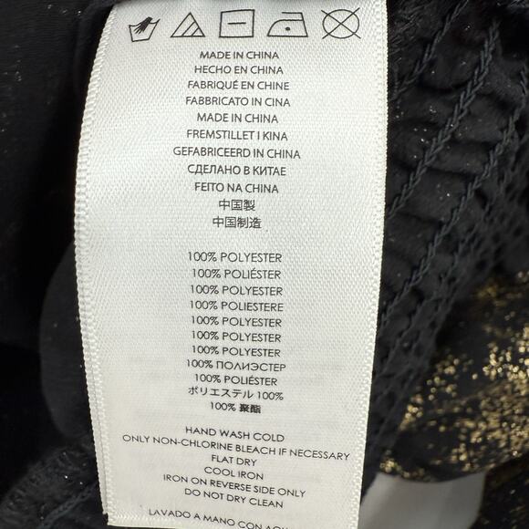 Michael Kors 3X Black Metallic Top Tie V Neck Dolman Sleeve Chiffon Smocked Hem - Picture 10 of 13